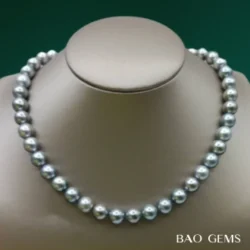 New 9*8 45 pcs. Tahiti Round Grey Pearl Necklace - Image 2